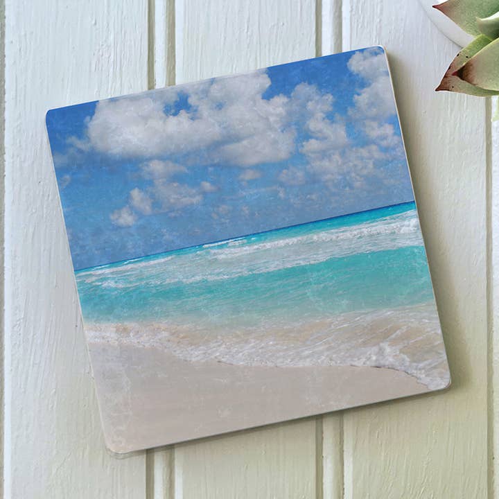 Cancun Beach Scene Marble Coaster for wholesale by PhD Design