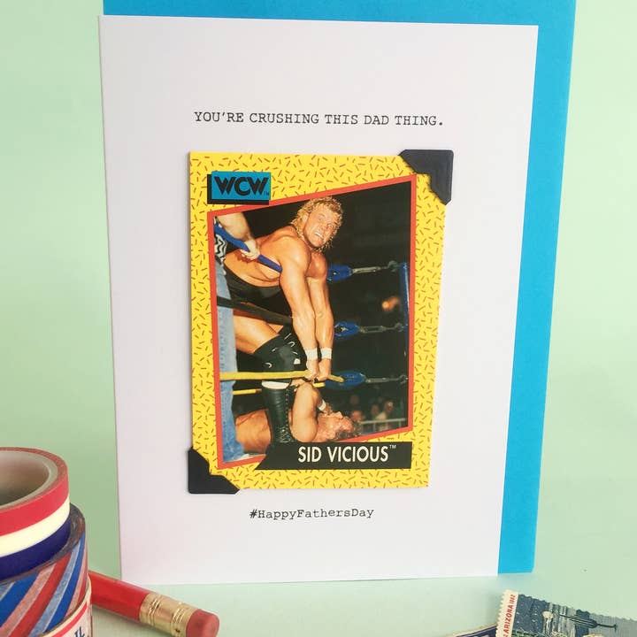 TU ES EN TRAIN DE DÉTRUIRE CE TRUC AVEC PAPA. Carte de voeux pour la vente par fracas studios.