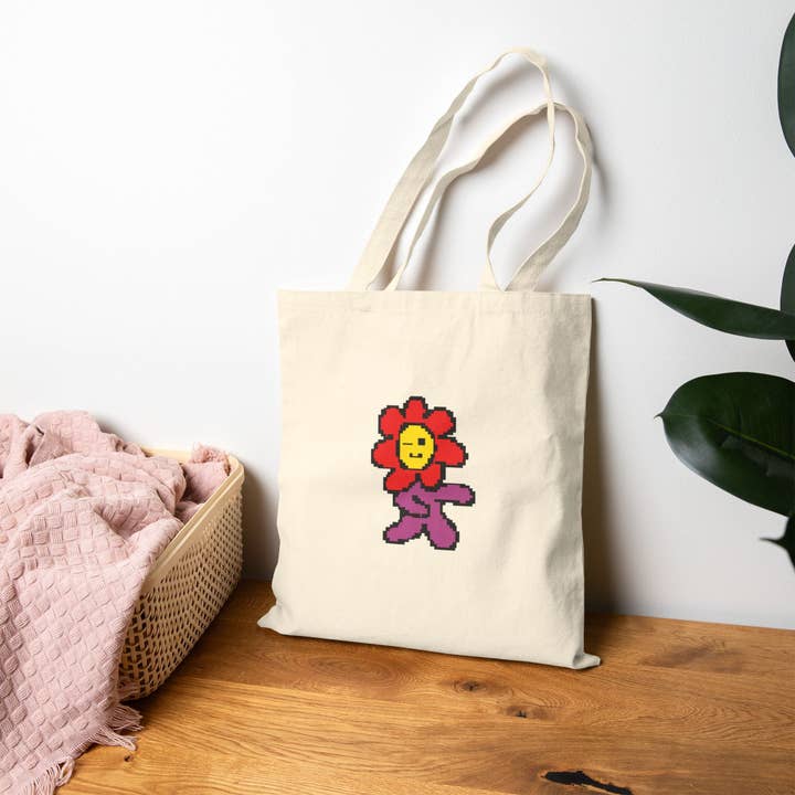 Pixel Flower Tote Bag for wholesale by 3PercentMarket