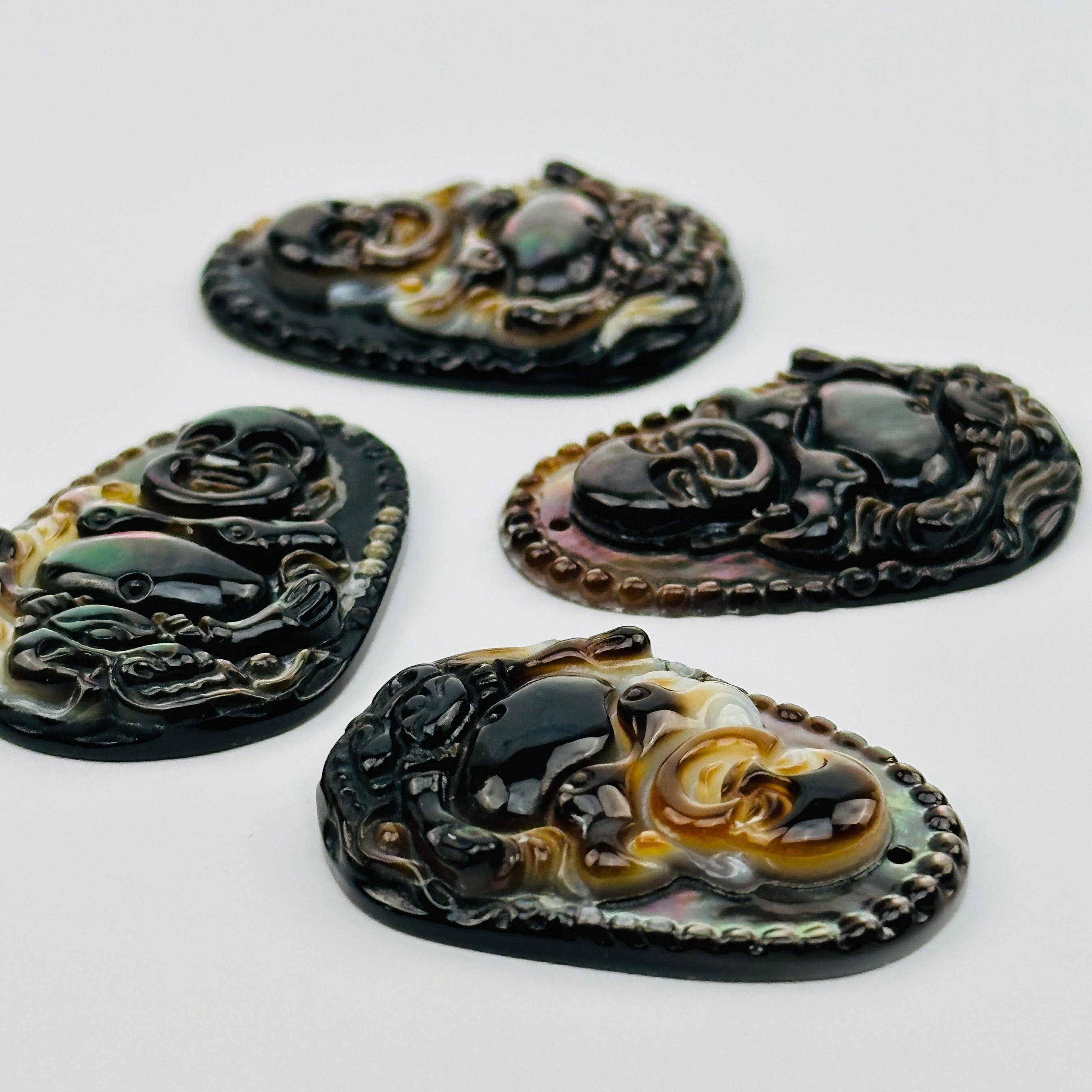 Rock Paradise – wholesale Individual charm/pendant – Abalone Buddha Pendant - Top Drilled -3