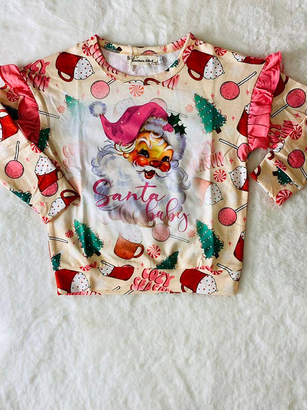 luluclothes - Wholesale Sweatshirt - Kids - "Santa baby" christmas tree print sweatshirt XCH0011-4H