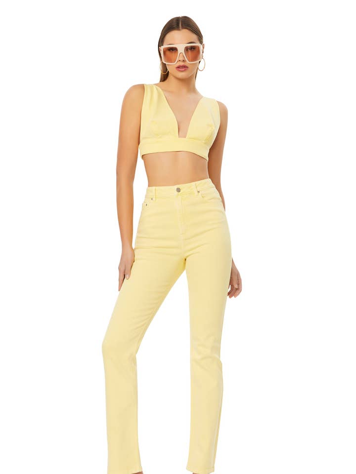 Cyprus Denim Bra Top - Canary Yellow for wholesale by AFRM