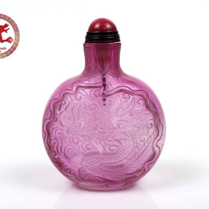 Seltene Schnupftabakflasche aus China, Vintage-Stil, geschnitztes rosa für den Großhandel von Vintagecollection888