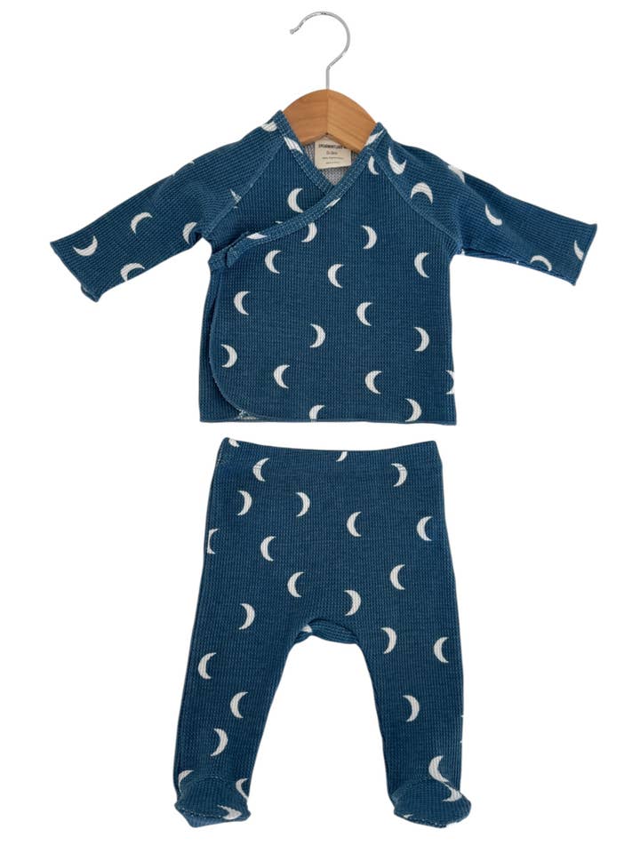 SpearmintLOVE - Vente Ensemble haut et pantalon – bébé - Ensemble Kimono et Pantalon en Coton Bio, Lune de Minuit1