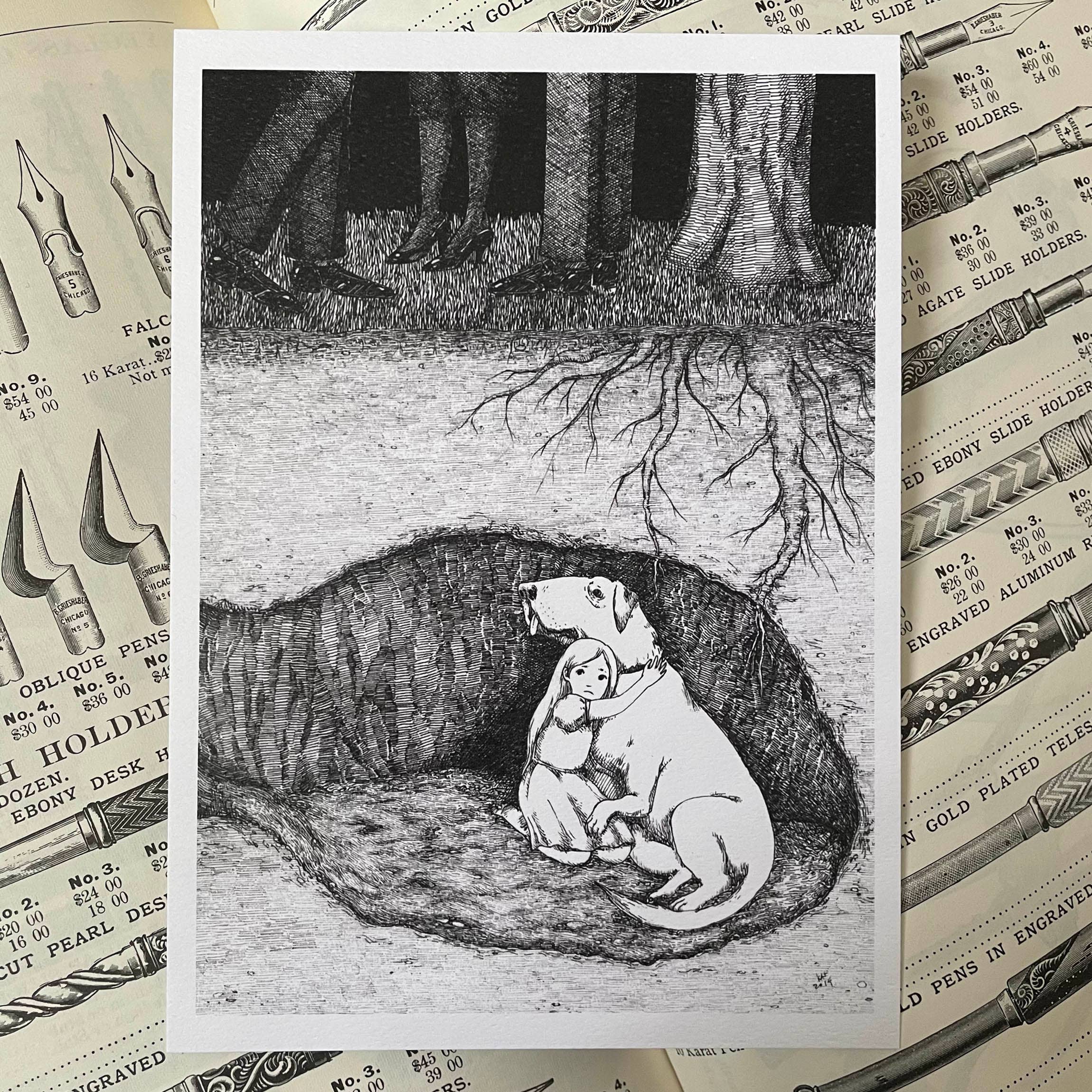 Stupid Animal Shop - Venta al por mayor Ilustración - Estaremos más seguros bajo tierra, impresión de 5 x 7 pulgadas1