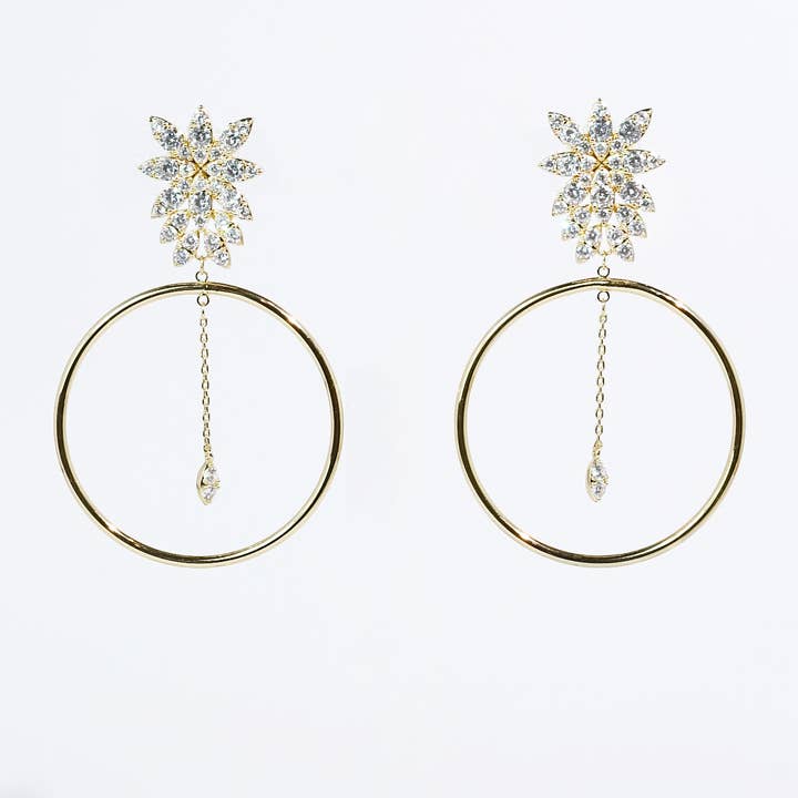 Bloemblad Glans Oorring voor wholesale door Treasure Jewels Inc.