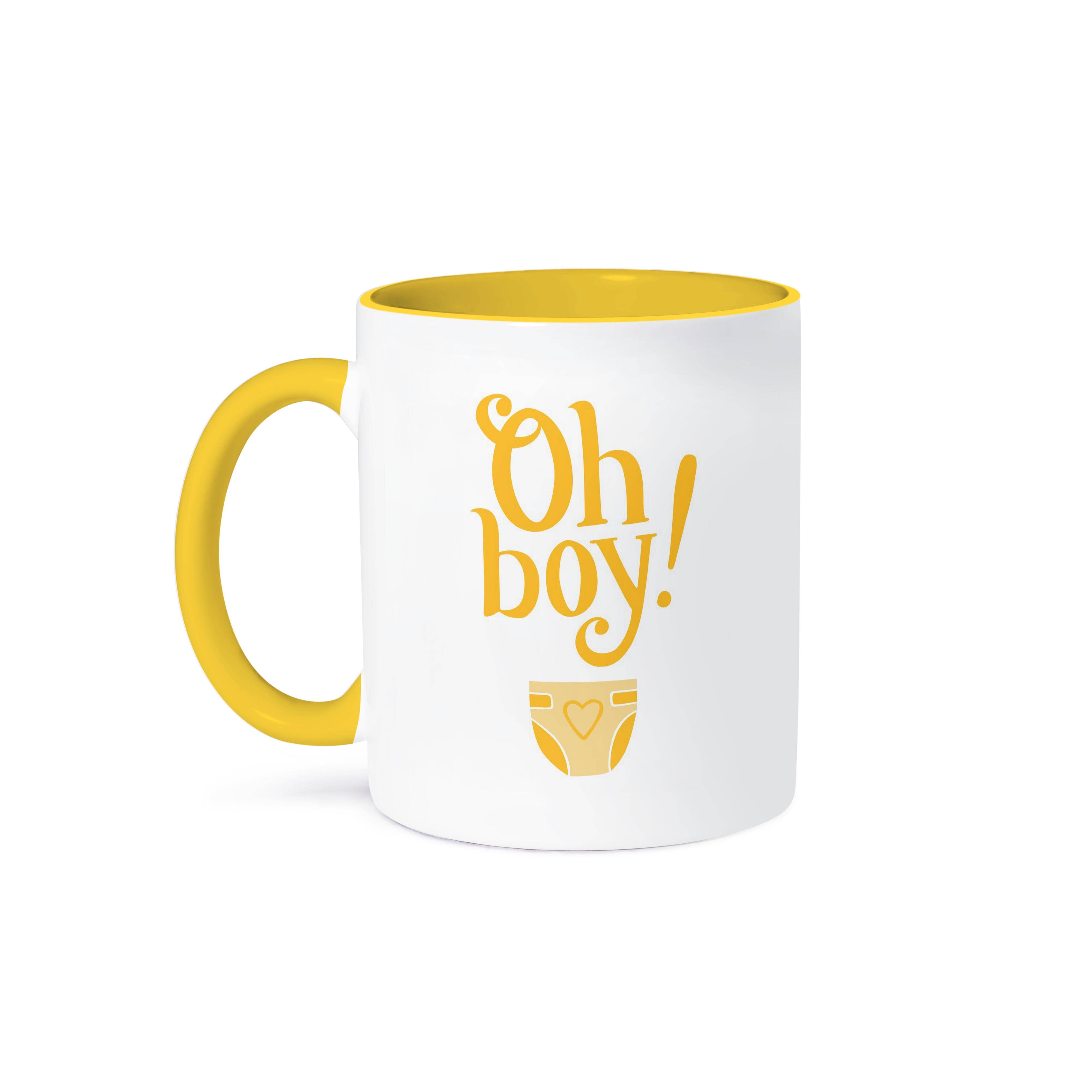 3dRose - Wholesale Coffee Mug - 3dRose, Oh boy, yellow letters with a picture of a baby diaper, Mug0