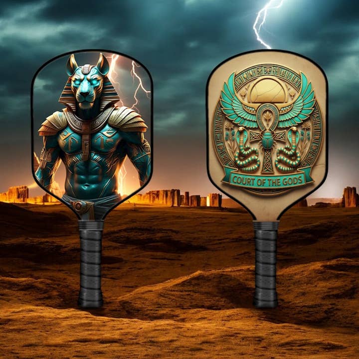 Dieux de l'Égypte antique - Maahes - Raquette de pickleball pour la vente par The Mad Pickler