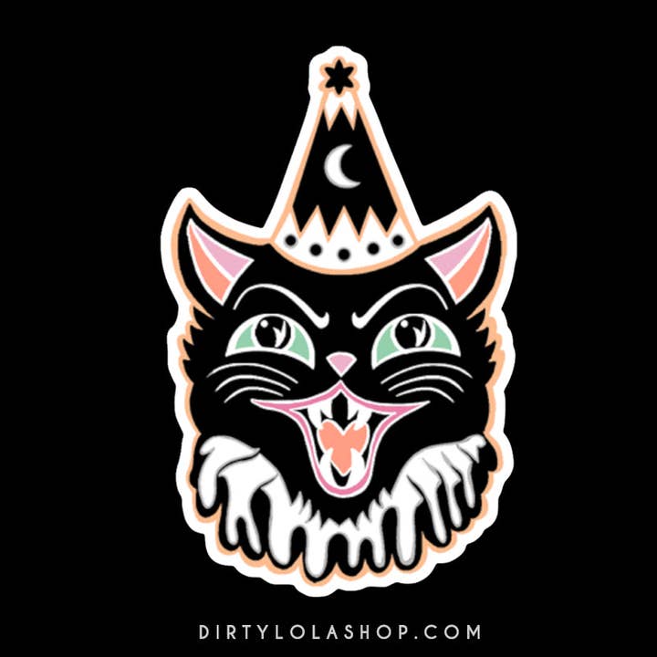 CLOWNKAT - ZWARTE KATTENSTICKER voor wholesale door Dirty Lola