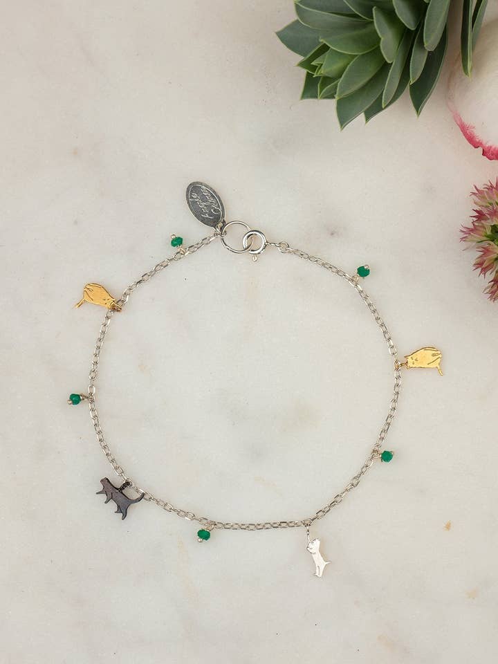 Tiny Cats Charm Bracelet for wholesale by Amanda Coleman Jewelry