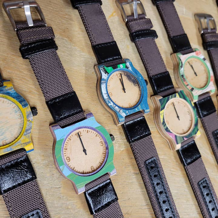 SKRP - Wholesale Wrist Watch – Unisex - Recycled Skateboard Wooden Watches1