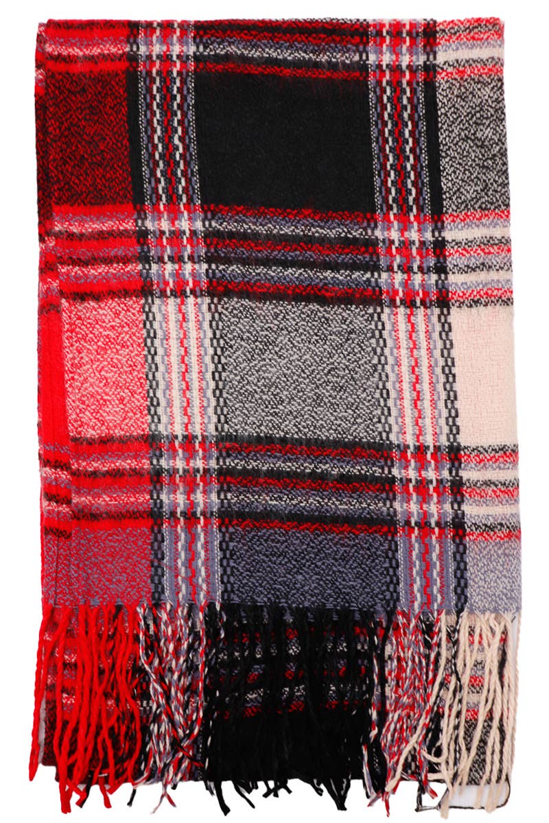 Cap Zone – wholesale Scarf – Women's – Madras Plaid Variegated Blanket Wrap Shawl Oblong Scarf8