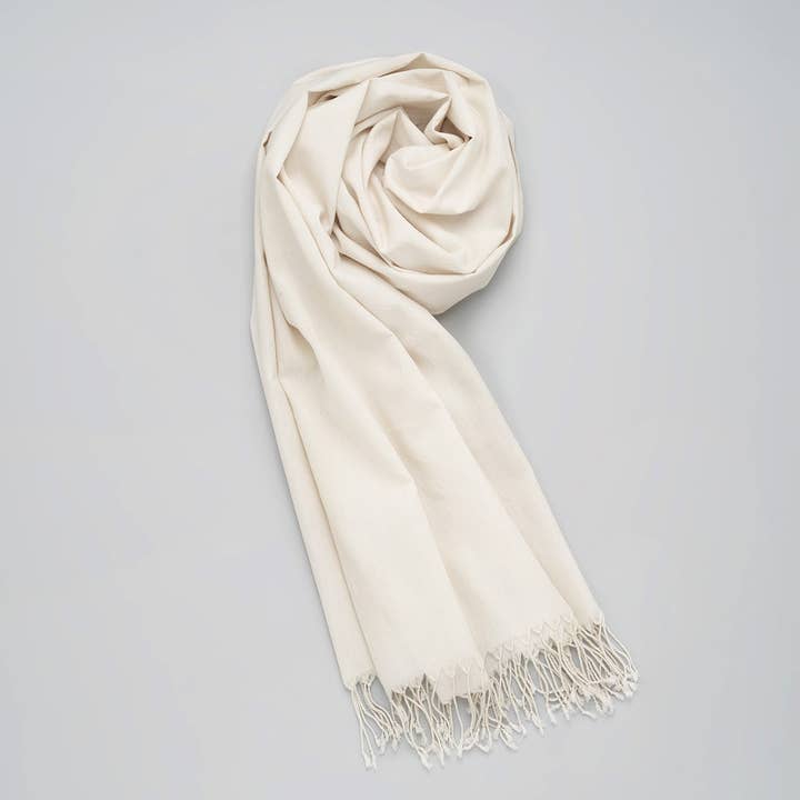 Scarf, Unbleached Cotton, With Woven Shades Effect for wholesale by Kala Swaraj Foundation by Global & Green Textiles