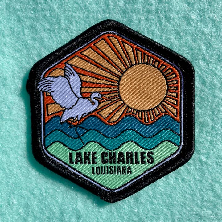 Lake Charles Louisiana Iron-on Patch for wholesale by Pixel & Ink Creative