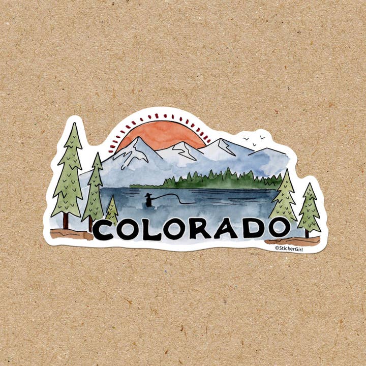 Autocollant en vinyle scène de montagne Fisher Colorado pour la vente par Sticker Girl