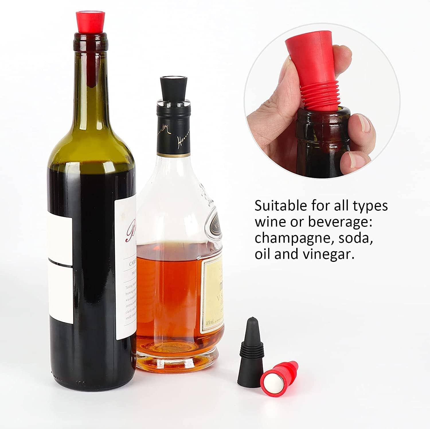 Vigor Path - Wholesale Wine Stopper - Wine Stoppers for Wine Bottles, Silicone Reusable (Black)2