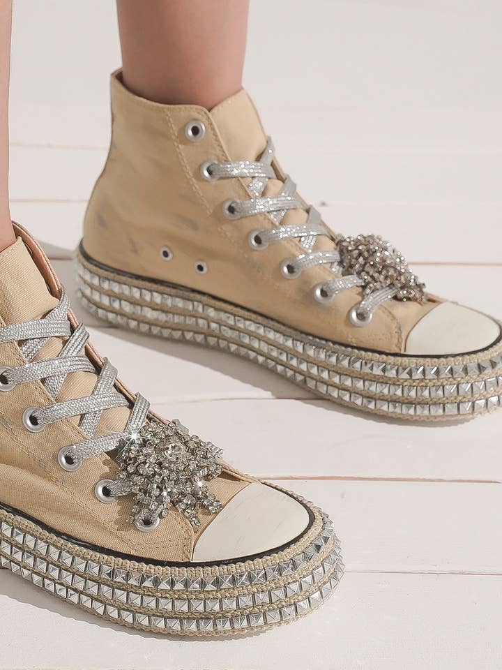 CCOCCI - Wholesale Lifestyle trainers – Women′s - ASH-01 BEDAZZELED DECOR ROCKSTUD PLATFORM HIGH TOP SNEAKERS26