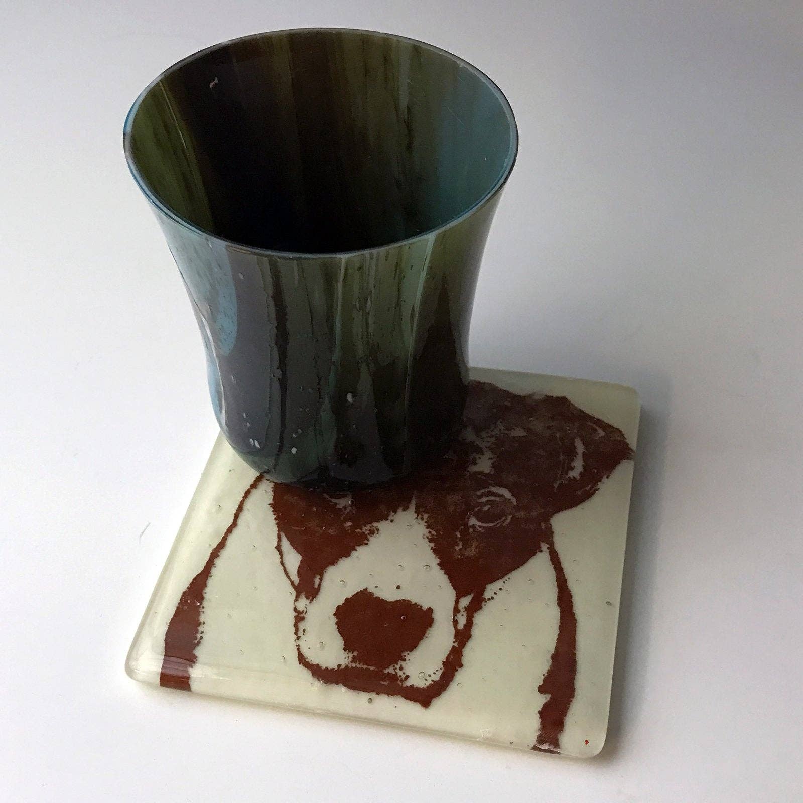 Kiku Handmade | Contemporary Fused Glass Home Goods - Wholesale Coasters - Bully Dog (Ruby) Fused Glass 4" Single Coaster1