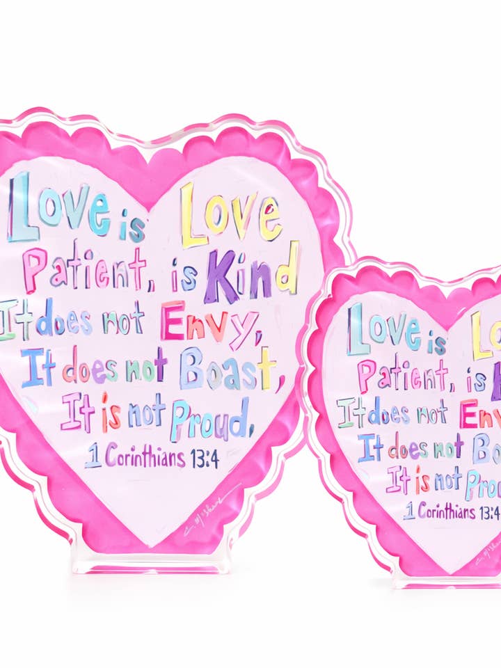 "Love Heart" acrylic shelfie WHOLESALE for wholesale by Chelsea McShane Art