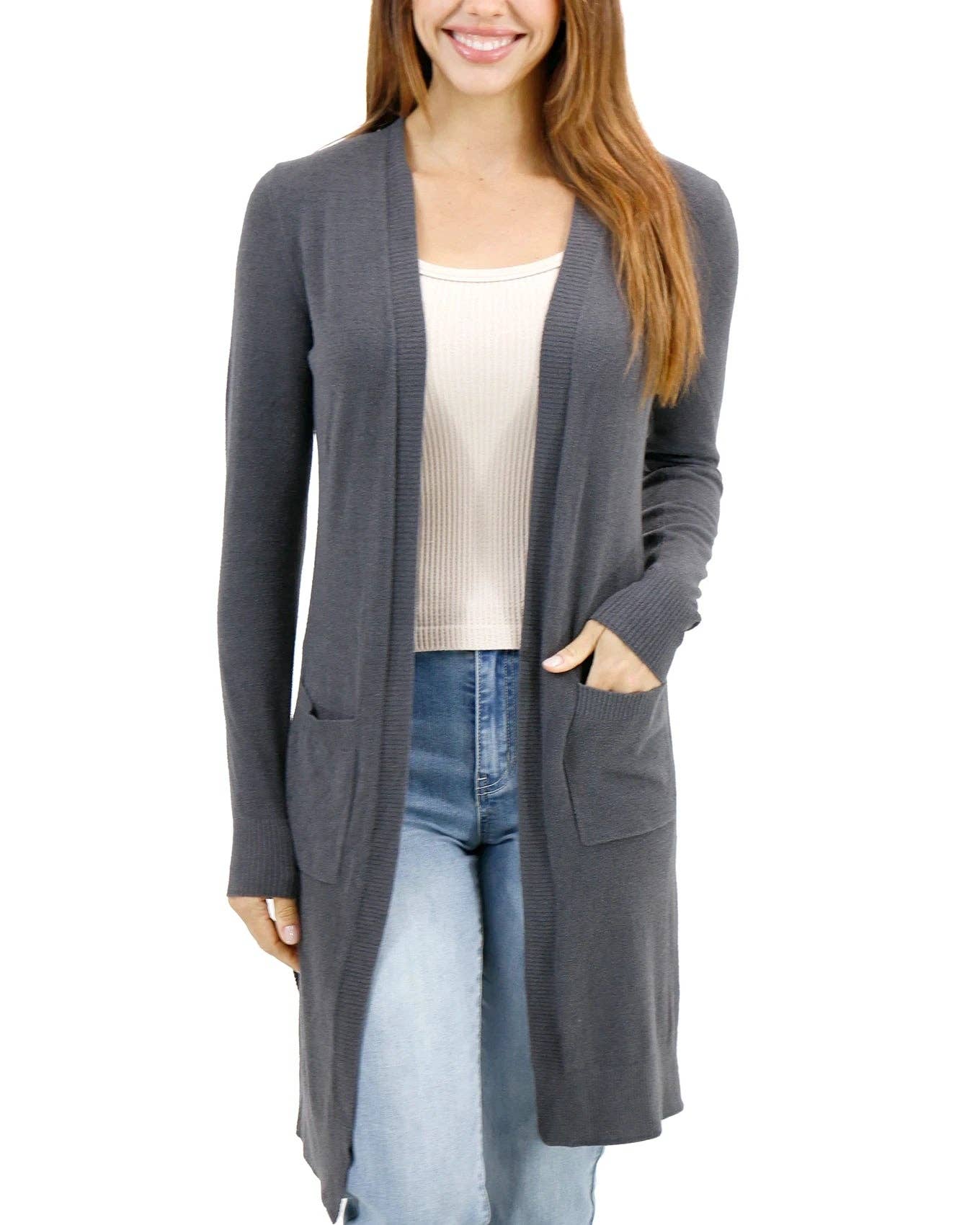 Rök Micro Bambü Cardigan i rök för wholesale på Faire5