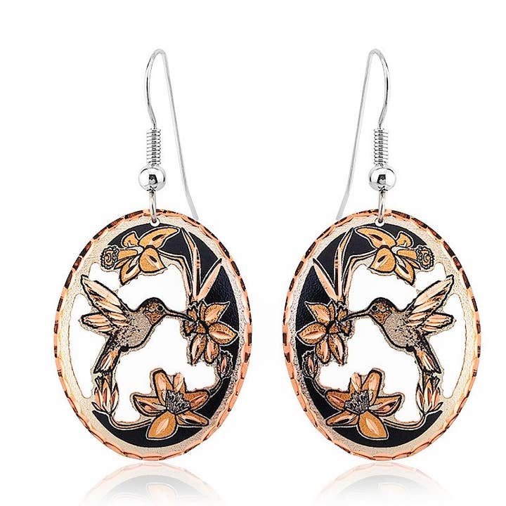 CN 49 Handmade Copper Hummingbird Earrings for wholesale by COPPER ARTS INC.