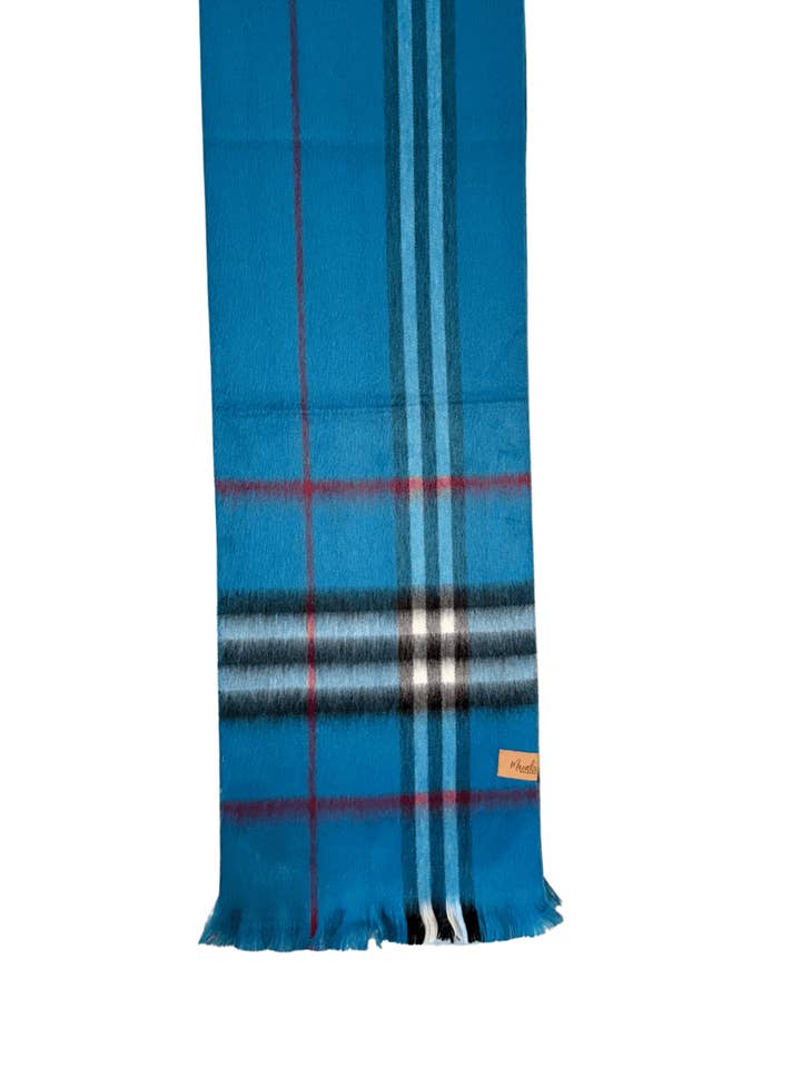 Sciarpa in Alpaca a Quadri Metro Ceruleo per la vendita all'ingrosso da parte di Meraki Movement