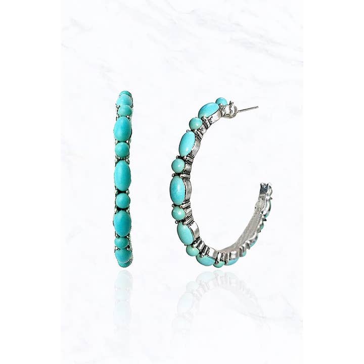 Suzie Q USA – wholesale Hoop-örhängen – 40MM, Semi äkta sten öppna änden Hoop-örhängen2