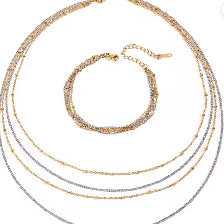 Lagen & lagen Ketting/armband Twee tinten Staal Goud PVD voor wholesale door HoopLa