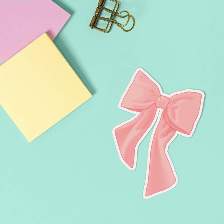 Shop Trimmings - Wholesale Sticker - Pink Ribbon Bow Sticker1