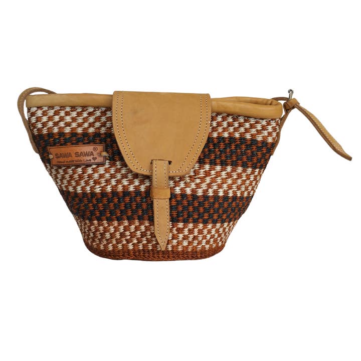 Life Damier Pattern Handcrafted Sisal Straw Bag for wholesale by SAWA SAWA