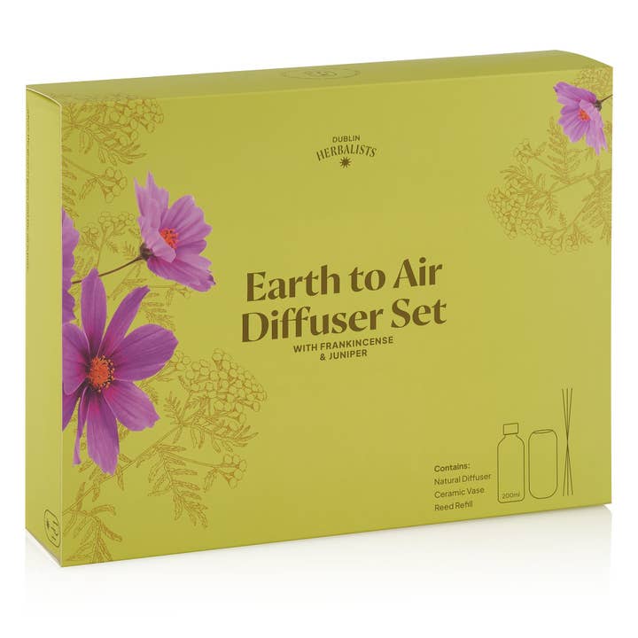 Frankincense och Juniper naturligt doftset med diffusor och vas för wholesale av Dublin Herbalists