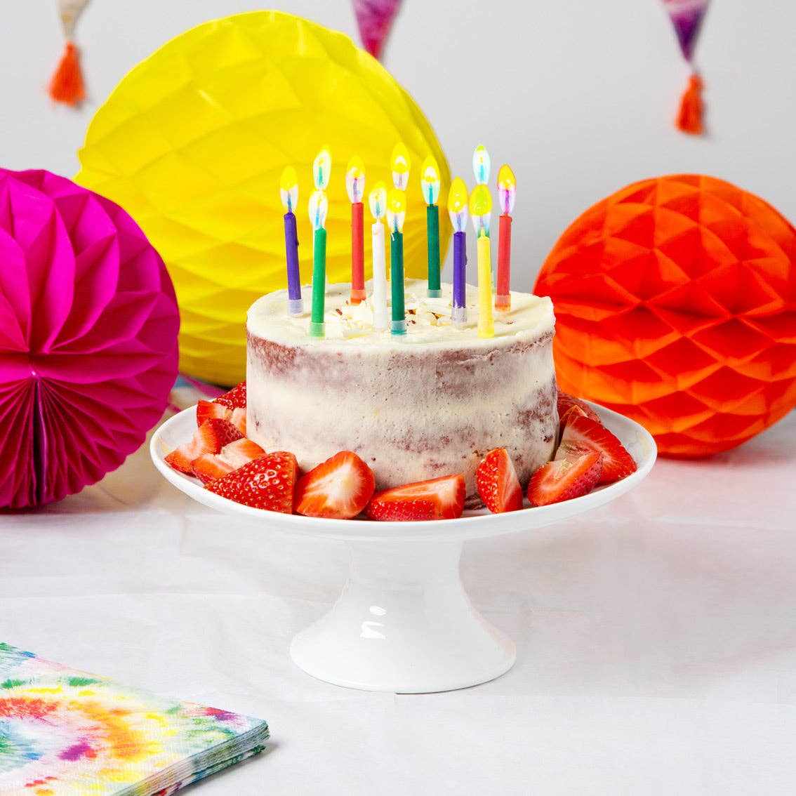 Talking Tables USA - Wholesale Cake Candle - Rainbow Flame Birthday Candles - 12 Pack | Cake Candles |2