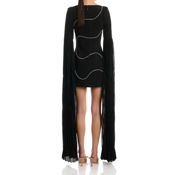 Svart DR364Bandageklänning med diamantkedjeslitsar och lång ärm för wholesale på Faire3