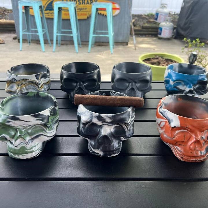 Concrete Skull Cigar Bowl Ashtray - Handmade for wholesale by Storcks Designs