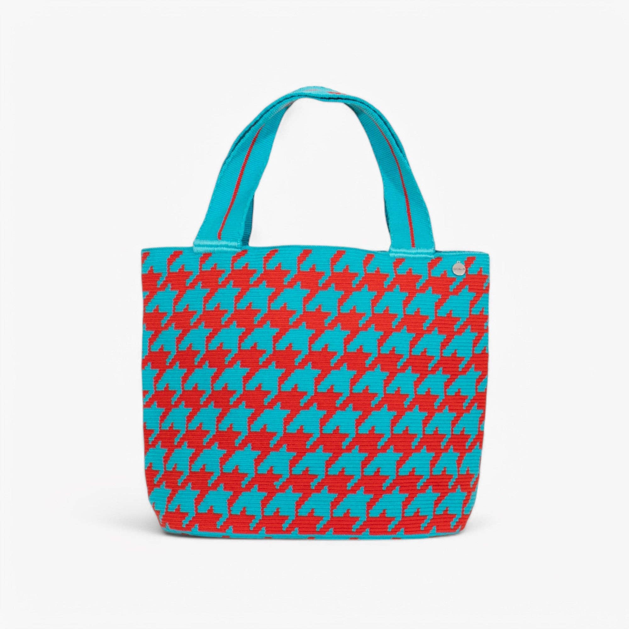 Guajii Design - Venta al por mayor Bolsa de asa- Mujer - Bolso ovalado con diseño pata de gallo | Azul cielo0