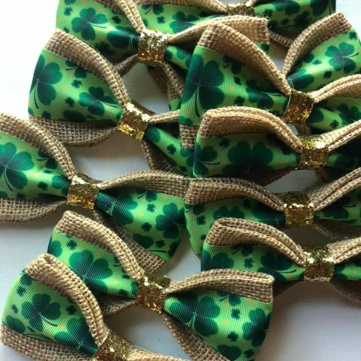 St Pat's Clovers Gold Center for wholesale by DOG BOW TIES