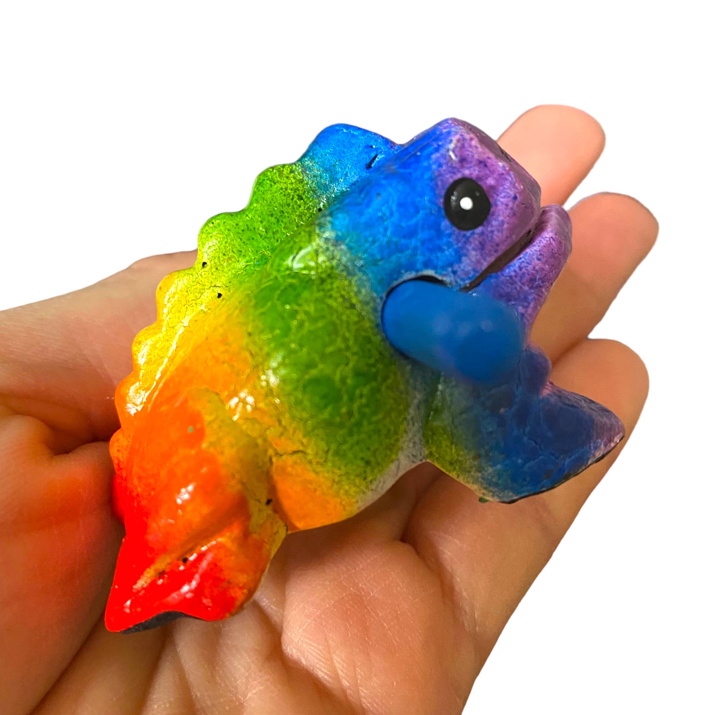 Music Frog Co - Vendita all'ingrosso Gioco musicale - Bambini e neonati - Strumento a percussione rana musicale in legno arcobaleno piccolo da 2"9