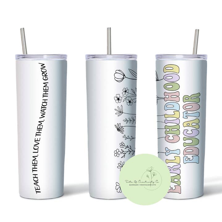 "Early Childhood Educator" 20oz. Sublimated Tumbler, Dishwasher Safe, ECE Drinkware, Gift for ECE, ECE Appreciation Gift for wholesale by Taste of Creativity CO.