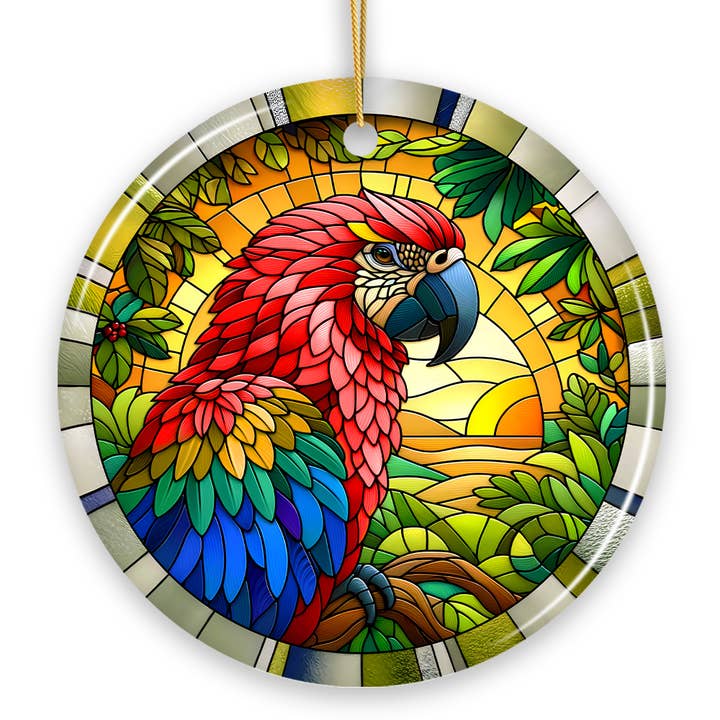 OrnamentallyYou - Wholesale Ornament - Adventure Parrot Stained Glass Style Ceramic Ornament