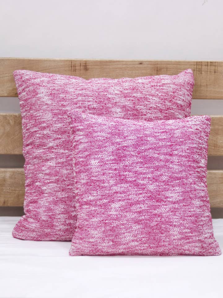 Set of 2 Pink Chambray Cotton Cushion Cover for wholesale by Urban Adorn