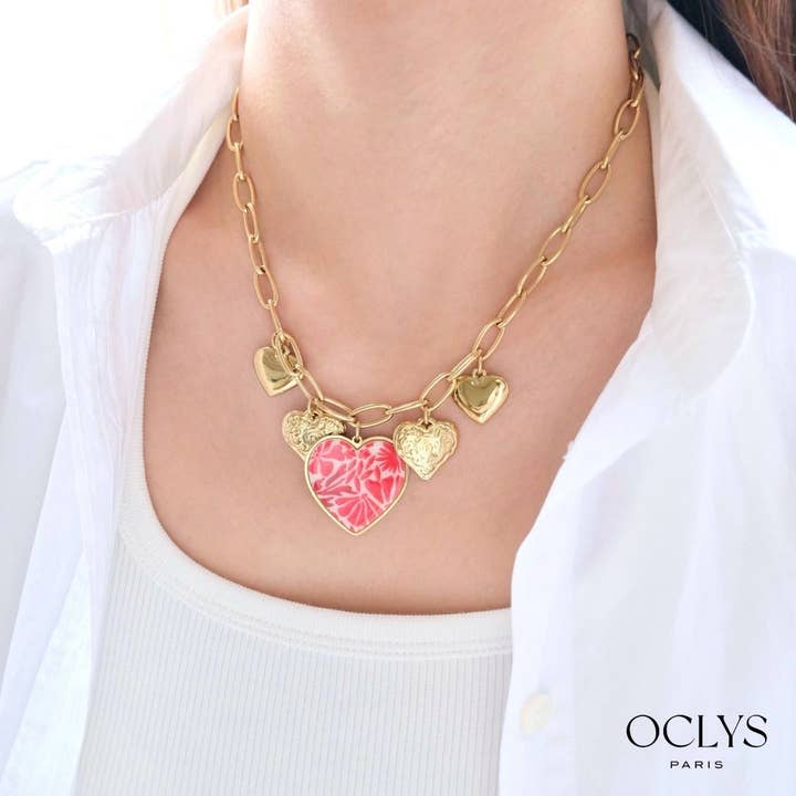 Tania stainless steel heart charm necklace for wholesale by Oclys