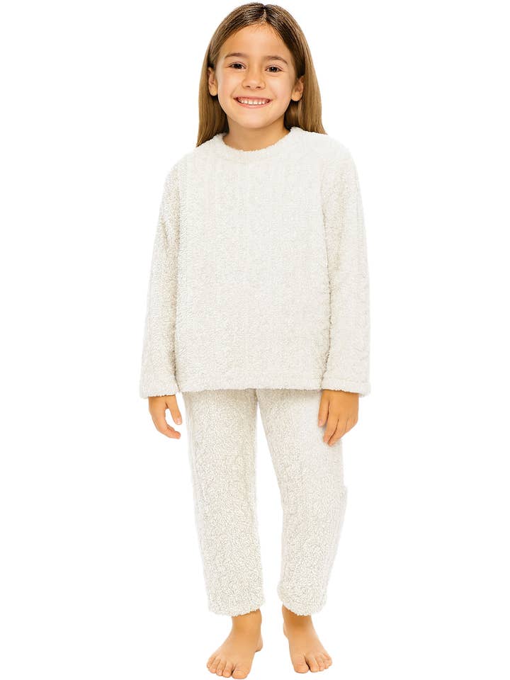 Cap Zone - Wholesale Sleepwear set – Kids - Kids Cable Fuzzy Sherpa Fleece Pajama Sets3