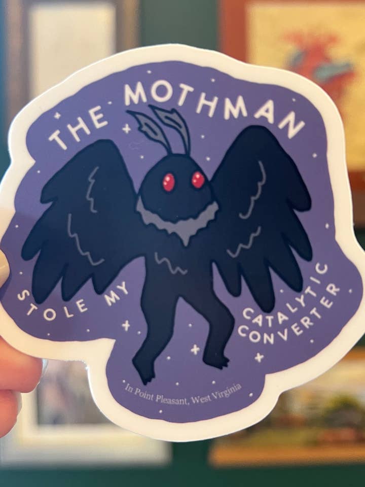 Moth Man Sticker | The Mothman Stole My Catalytic Converter and other Purchase Wholesale moth man. Free Returns & Net 60 Terms on Faire trending on Faire.