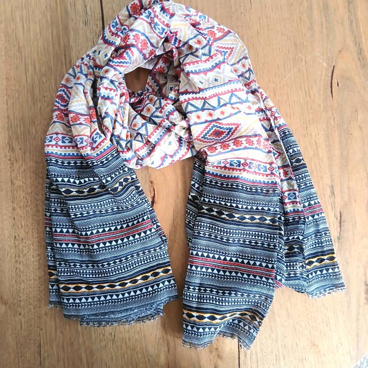 Cotton Kilim Pattern Scarf - 46206 for wholesale by Cinnamon Creations