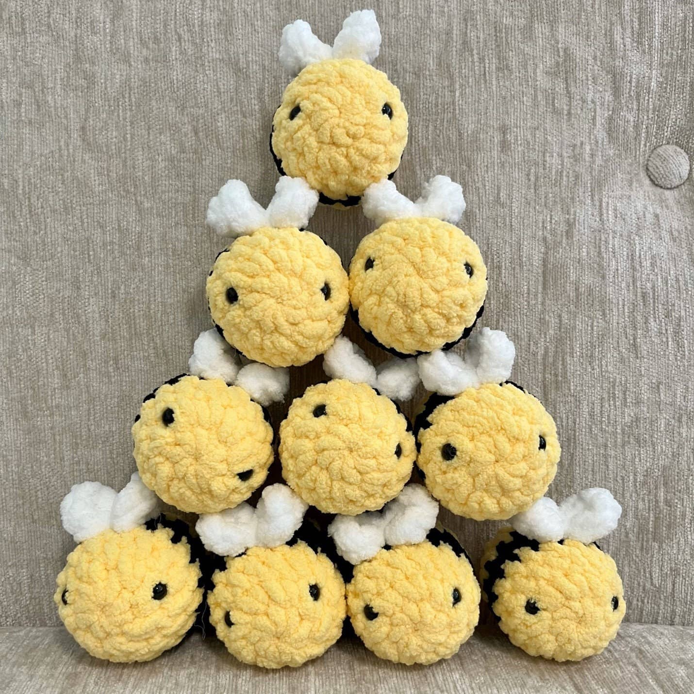 NoobieCraftsCo - Wholesale Stuffed/Plush Toy - Kids & Baby - Crochet Mini Chubby Bee Stress Ball | Chunky Bee Amigurumi3