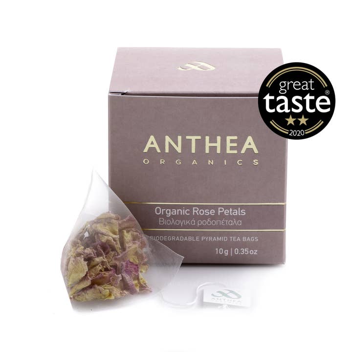 Organic Rose Petals Plastic Free Pyramids for wholesale by Anthea Organics