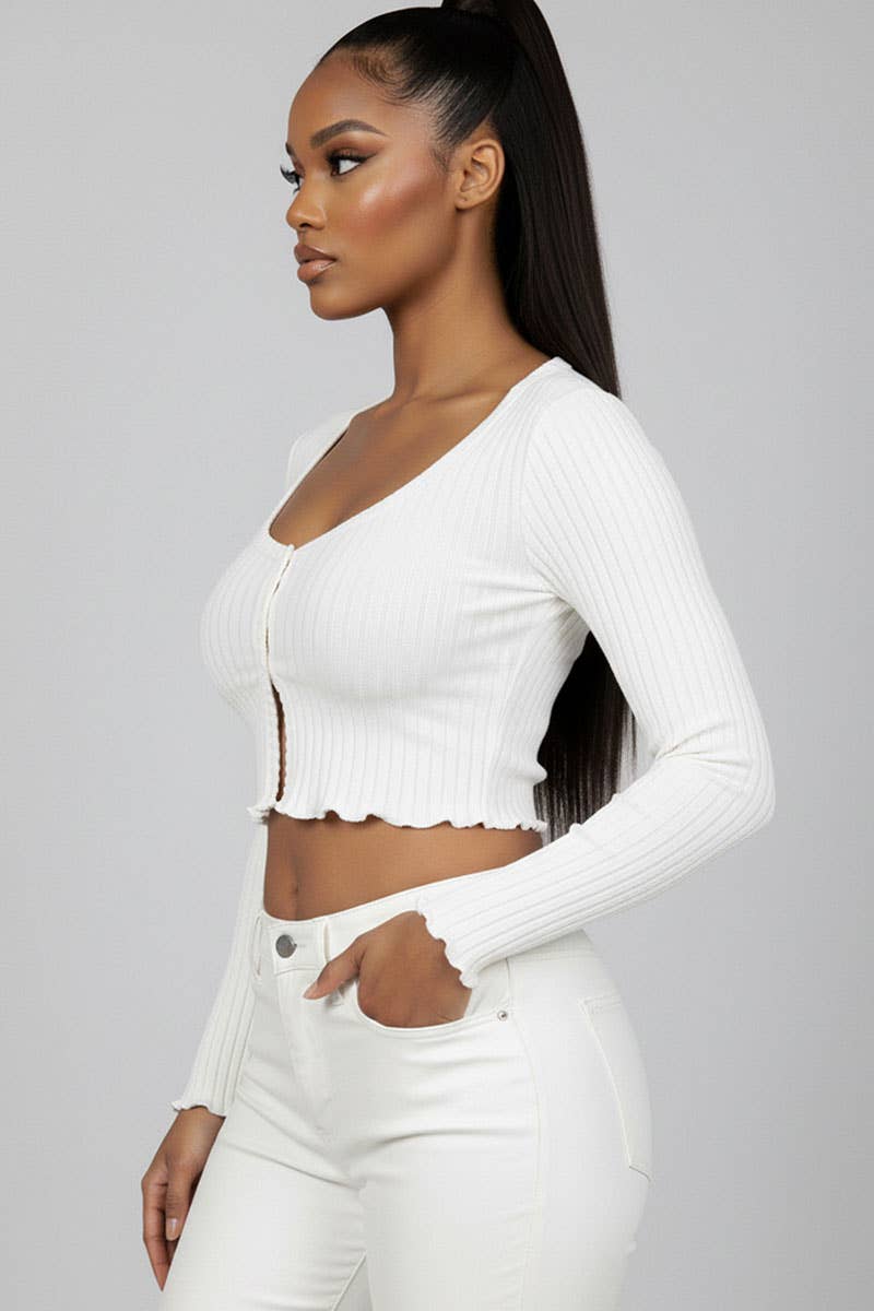 CAPELLA APPAREL - Wholesale Knit Top - Women's - Ribbed Button Front Split Long Sleeve Top25