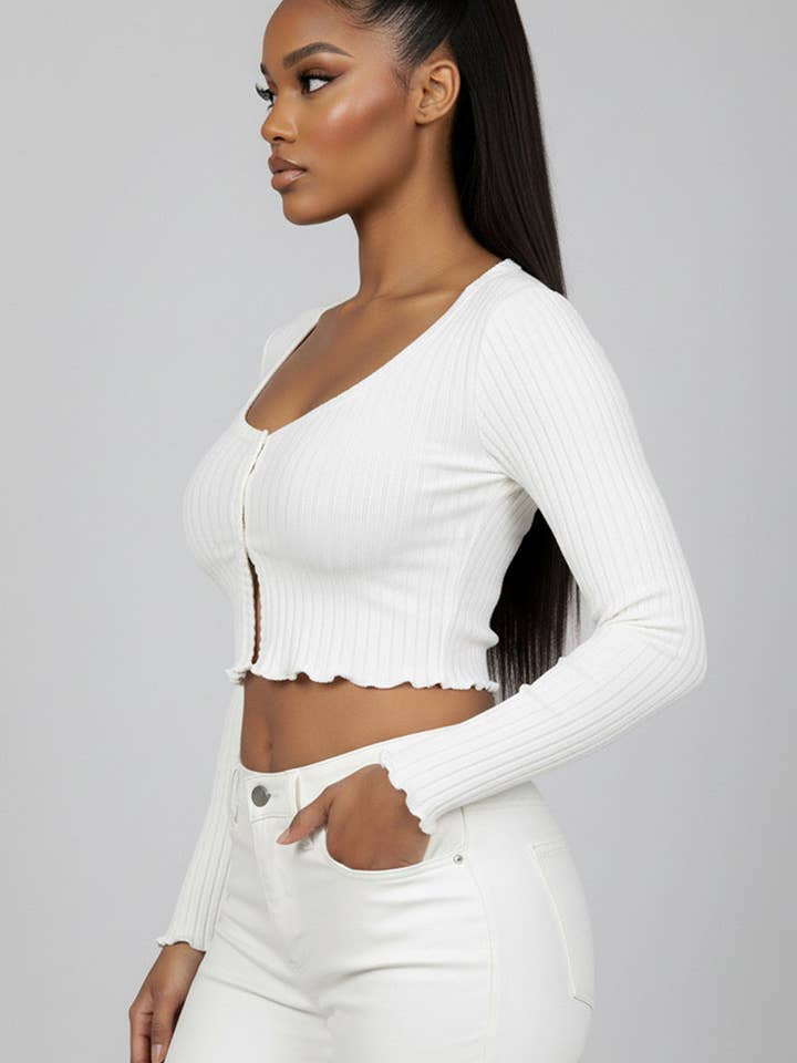 CAPELLA APPAREL - Wholesale Knit Top - Women's - Ribbed Button Front Split Long Sleeve Top25