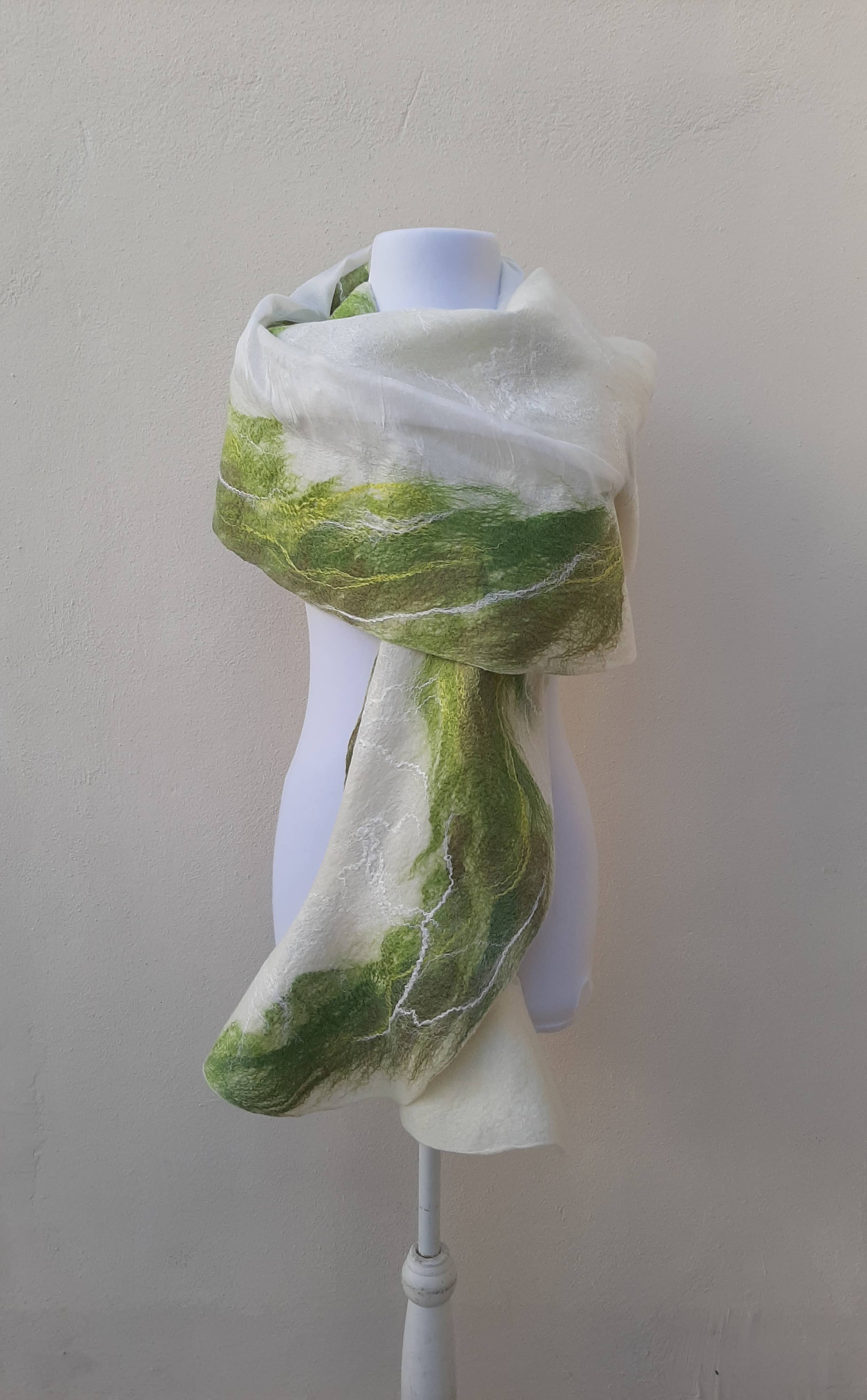 Makanuda - Vendita all'ingrosso Sciarpa - Donna - Sciarpa verde in seta naturale e lana merino2