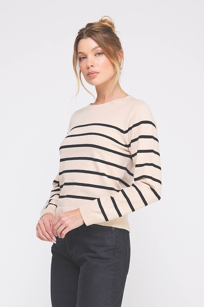 Allie Rose - Wholesale Knit Top - Women's - Fine gauge striped sweater6